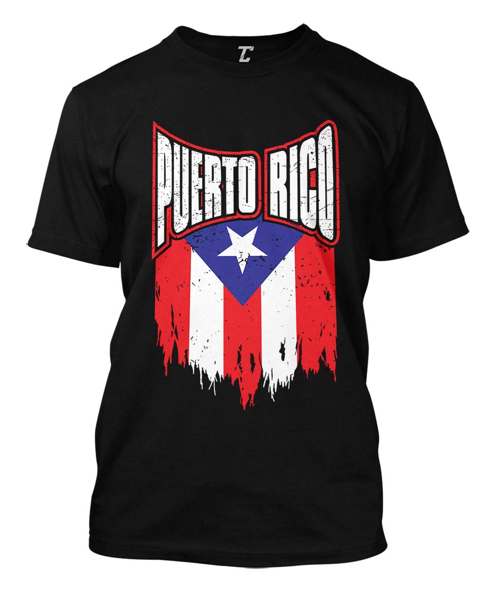Football Tee Shirt AmÃ©ricain Torn Puerto Rican Flag Heritage
