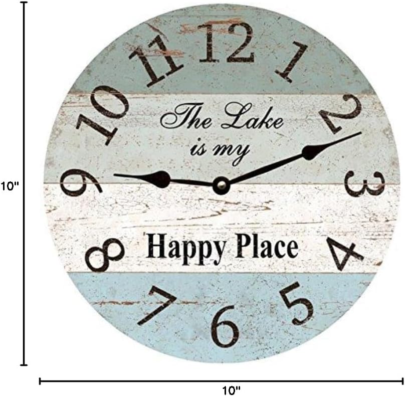 The Lake is My Happy Place Clock- Wall Clock (10")