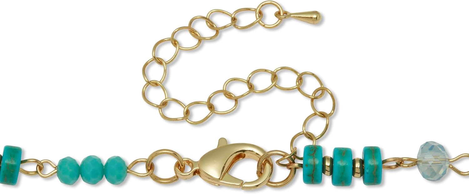 PalmBeach Goldtone Round Genuine Turquoise, Endless Necklace (6mm), Lobster Claw Clasp, 36 inches plus 3 inch extension