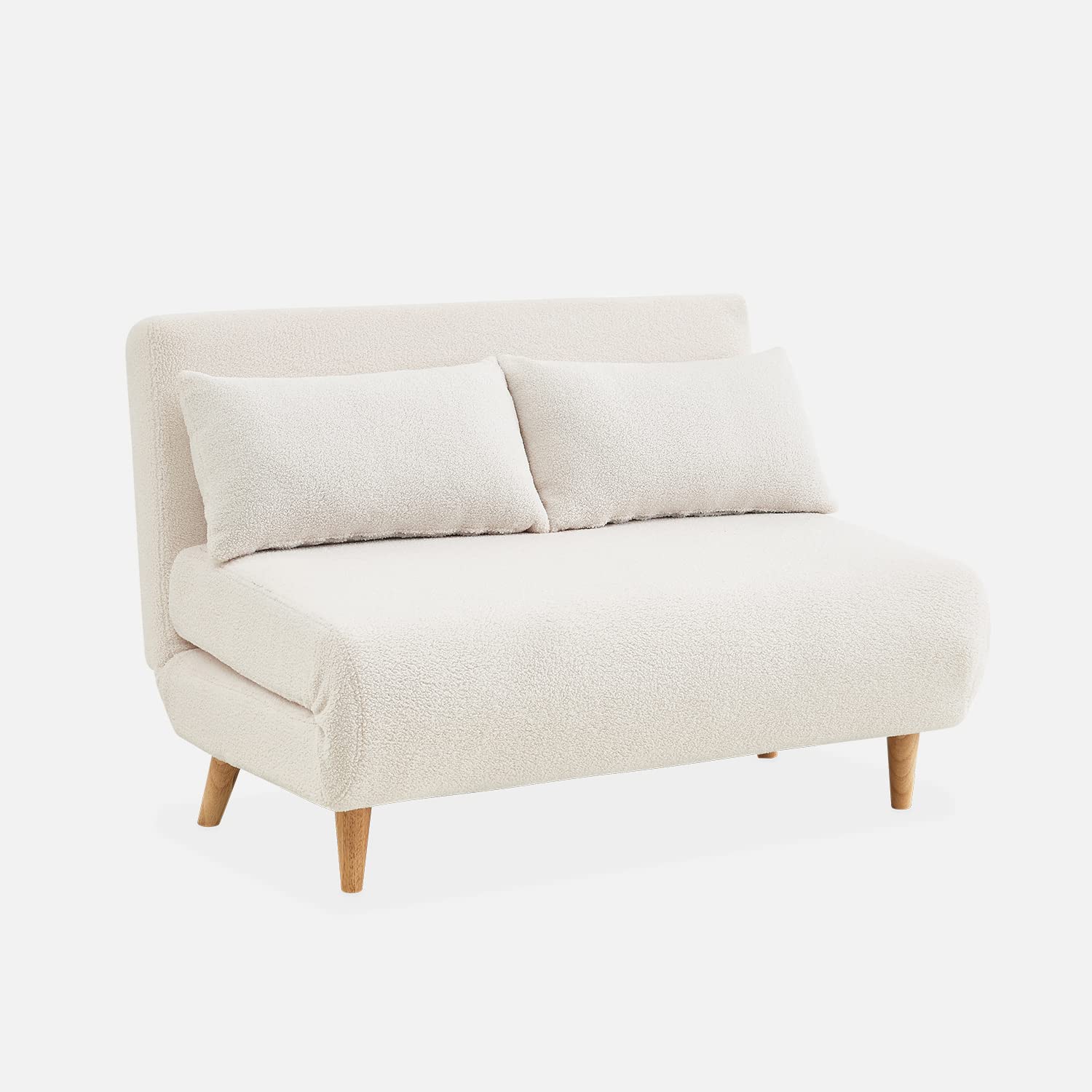 sweeek-​Sofá Cama de Borreguito, 2 plazas Crema - 120x89x80 cm