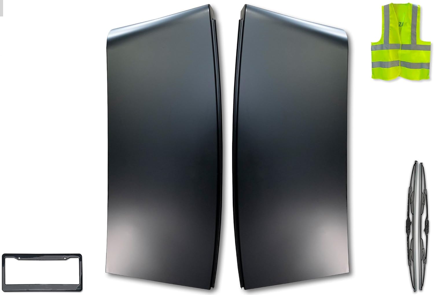 KOZAK Cab Cabin Upper Side Sleeper Fairing Extenders (Left Driver & Right Passenger Side) Compatible with Peterbilt 579 2013-2021 PLUS Logo, License Plate Frame, 2X 22 Windshield Wipers and Vest