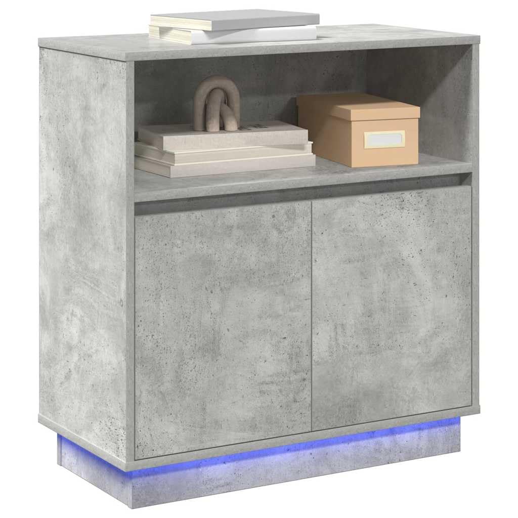 Vidaxl Led Sideboard Concrete Grey 71 X 34.5 X 75 Cm Engineered Wood