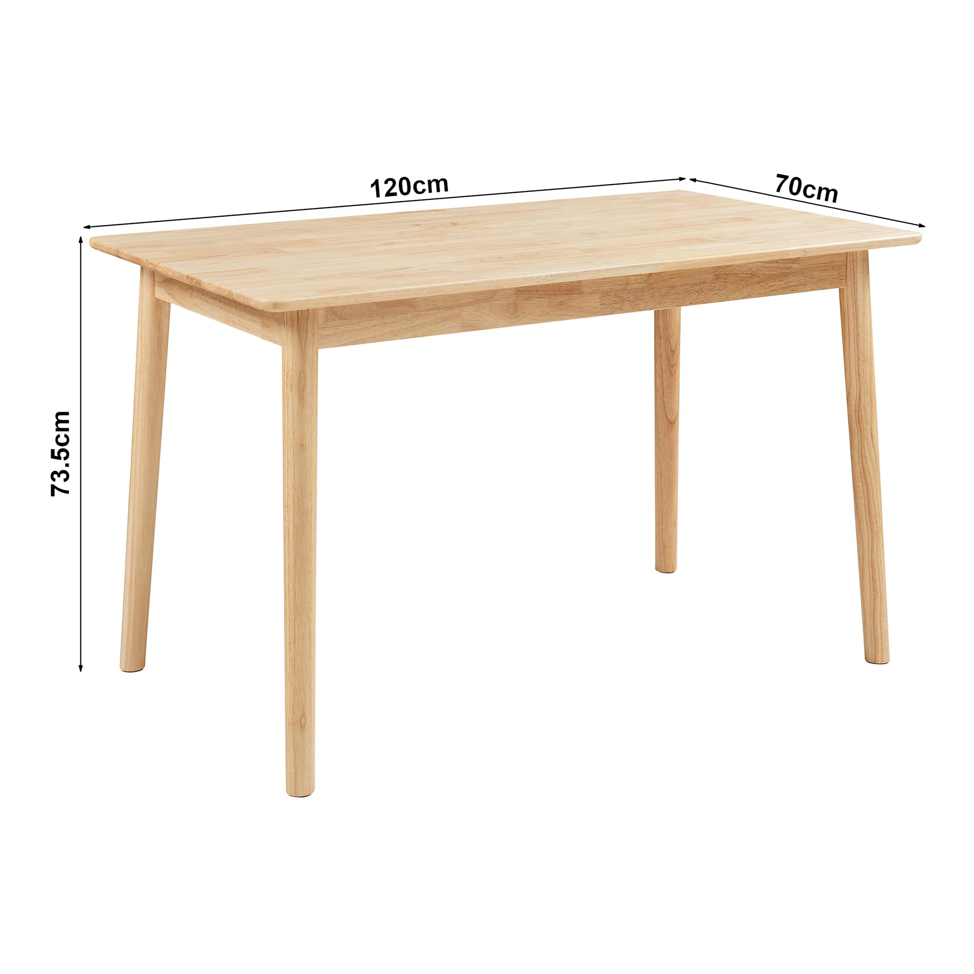 [en.casa] Mesa de Comedor Klijori Mesa de Cocina Rectangular para 4-6 Personas 120 x 70 x 74 cm Madera de Caucho - Natural