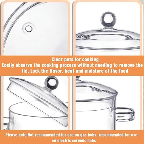 Miniatura 3 de Cacerola de vidrio con tapa, resistente al calor, olla y sartén con tapa para fideos de pasta, sopa, leche, alimentos para bebés (64 oz64.2 fl oz)