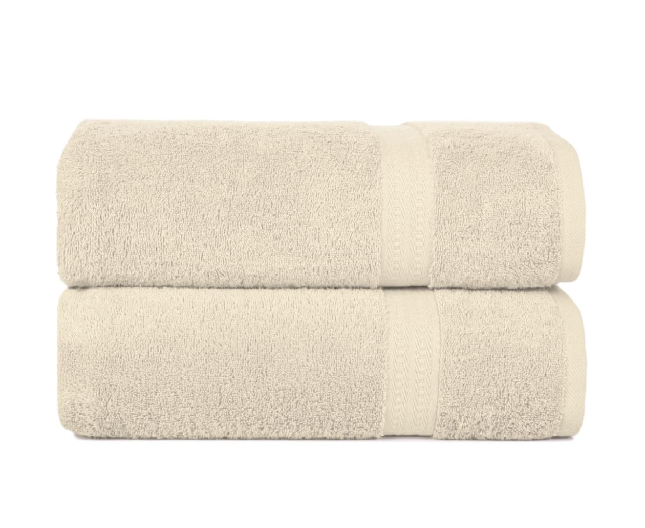 Opel tex Pack of 1-2 Large Jumbo Bath Towels Sheets 70 x 130 cm Super Soft 100% Egyptian Cotton Fast Absorbent & Quick Dry Towels 800-GSM Towels (2, Cream), OP-175