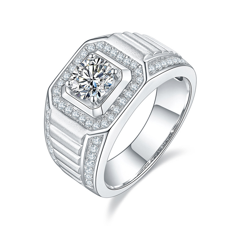 14K Gold Bold Men's 1 Carat D-color VVS1 Diamond Wedding Ring