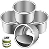 CLISPEED 4 Pcs Small Round Cake Pan with Removable Bottom, 2.5 Inch Aluminum Baking Molds for Mini Cheesecakes Dessert Chiffon Cakes and Puddings