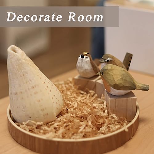Miniatura 6 de Decoración de pájaros tallados de madera hecha a mano, figuras de pájaros esculpidos pintadas a mano, decoración del hogar, estatua de pájaro,