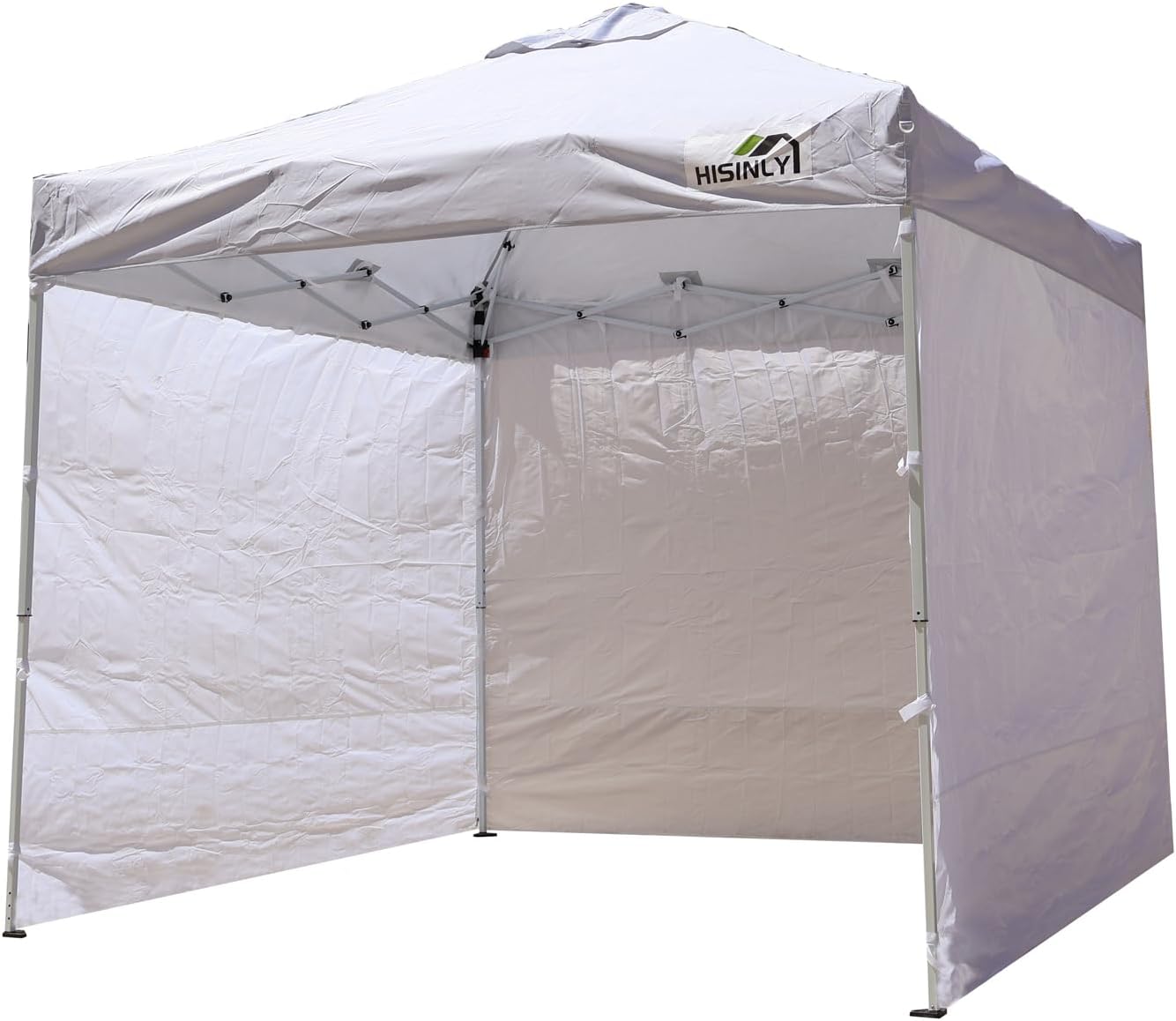 8x8ft Pop Up Canopy Tent, Instant Shade with 3 Removable Sidewalls & Vented Roof, Portable Commercial Event Canopy for Outdoor Patio, Camping, Party, Market, White, Fits 3-5 People