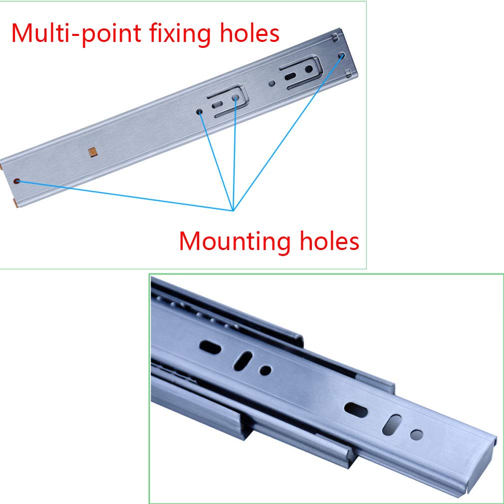 1 Par,Guías Correderas para Cajónes de Montaje Lateral,Guías para Cajones 3 Secciones Retirable,con Amortiguador,304 Acero Inoxidable,con Tornillos (500mm(20inch))
