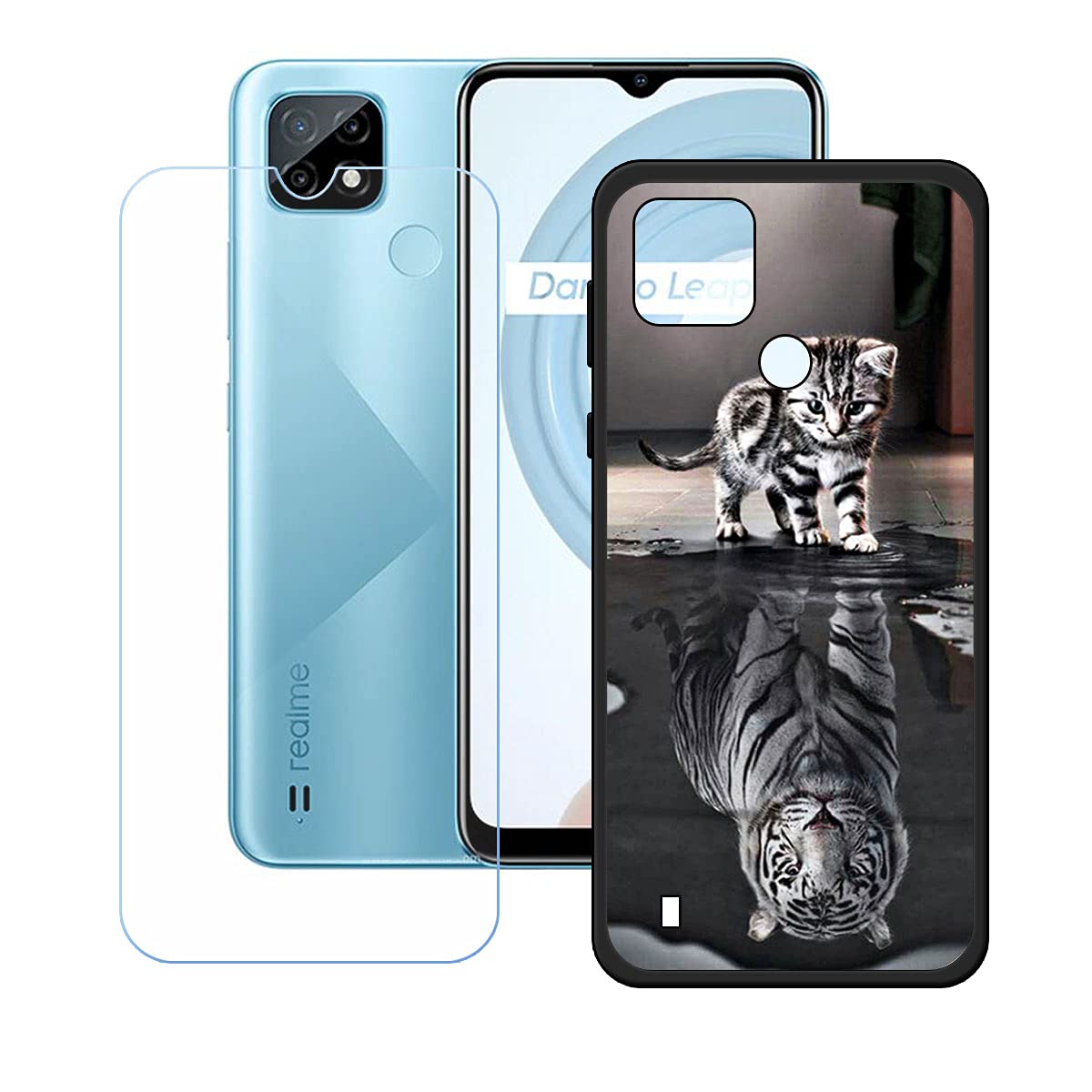 LMLQSZ Custodia per Realme C25Y, Silicone Case Sottile Cover TPU Caso Morbido Copertura + Pellicola Protettiva in Vetro Temperato per Realme C25Y (6,5) - OP88