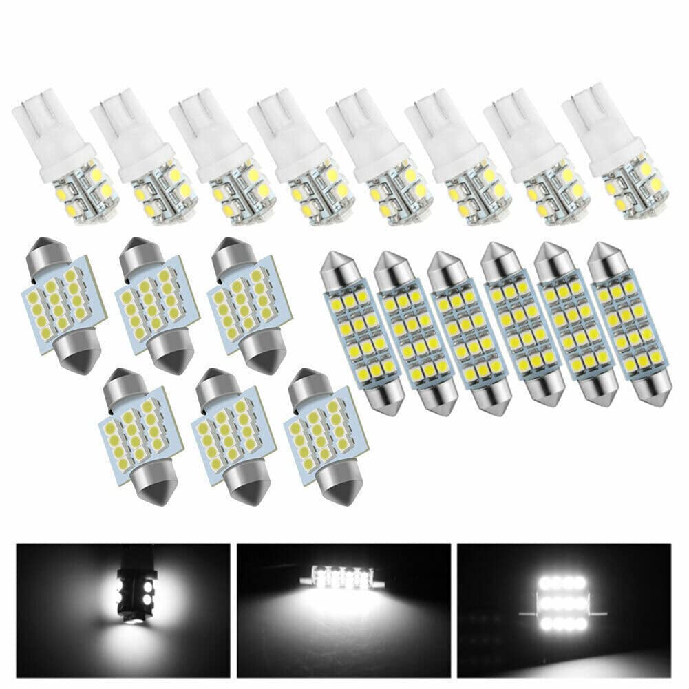 20 szt. T10/31 mm/42 mm Wewnętrzne żarówki LED do samochodu 6500 K LED wewnętrzne żarówki zapasowe do tablicy rejestracyjnej do wnętrza samochodu mapa drzwi oświetlenie tablicy rejestracyjnej