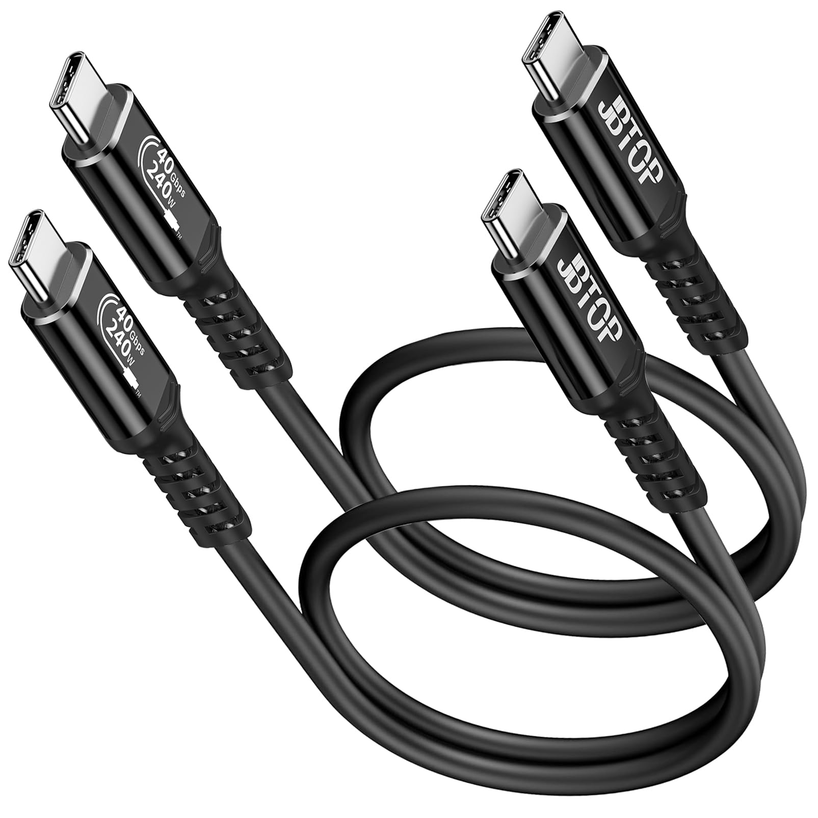 Lot de 2 câbles de données USB 4 40 Gbit/s (4,5 m), charge rapide 240 W, 8K/6K/5K @ 60 Hz, câble USB C vers USB C compatible avec iPhone 15/Pro/Plus/Pro Max, Samsung Galaxy, câble Thunderbolt