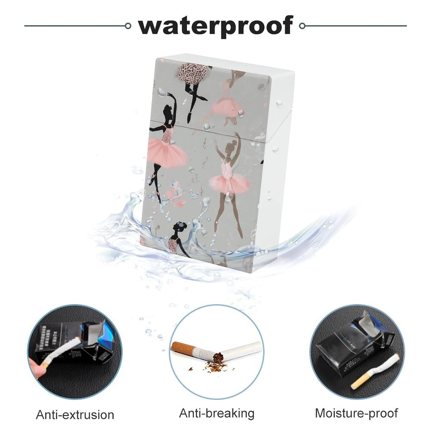 Music Dance Ballet Dancer Unisex Cigarette Case Holder Reusable Waterproof Protective Box image 3