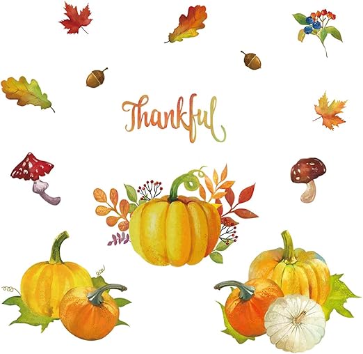 decalmile Pumpkin Thanksgiving Wall Stickers Thankful Fall