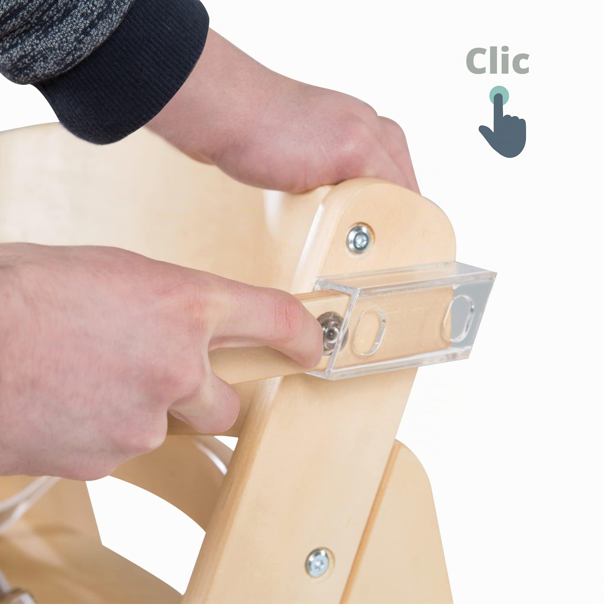 roba Trona Evolutiva de Madera Sit Up Click et Fun + Bandeja Desmontable - Altura Ajustable - Silla para Bebés 6 Meses - Soporta 70 kg - Natural