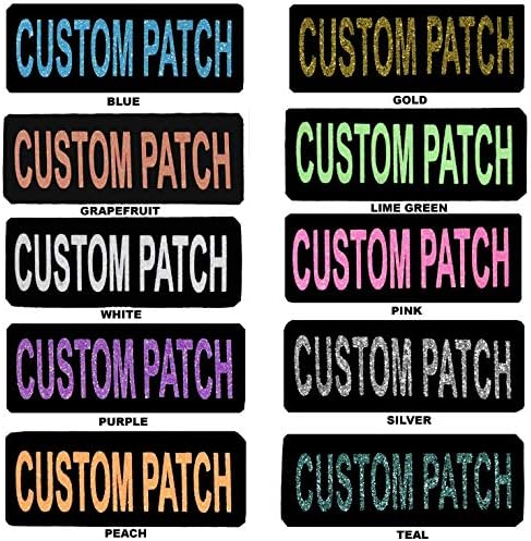 Dogline Custom Patch w/Glitter Letters for Dog Vest, Harness or Collar | Customizable Bling Text | Personalized Patches w/Hook Backing | Name, Agility, Service Dog, ESA