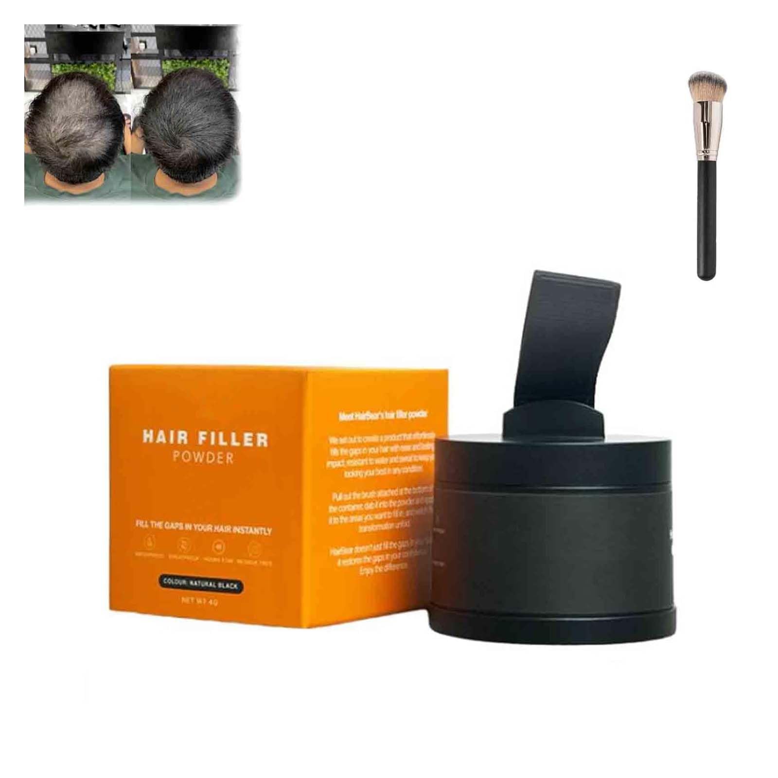 Hairbear Hair Filler,Blissae Hair Filler Powder, Long Lasting Water Proof,Hairbear Hair Filler Powder,Fast & Full Care, Natural Hair Thickening Fibers Instant Volume & Scalp Coverage (Black, 39g)