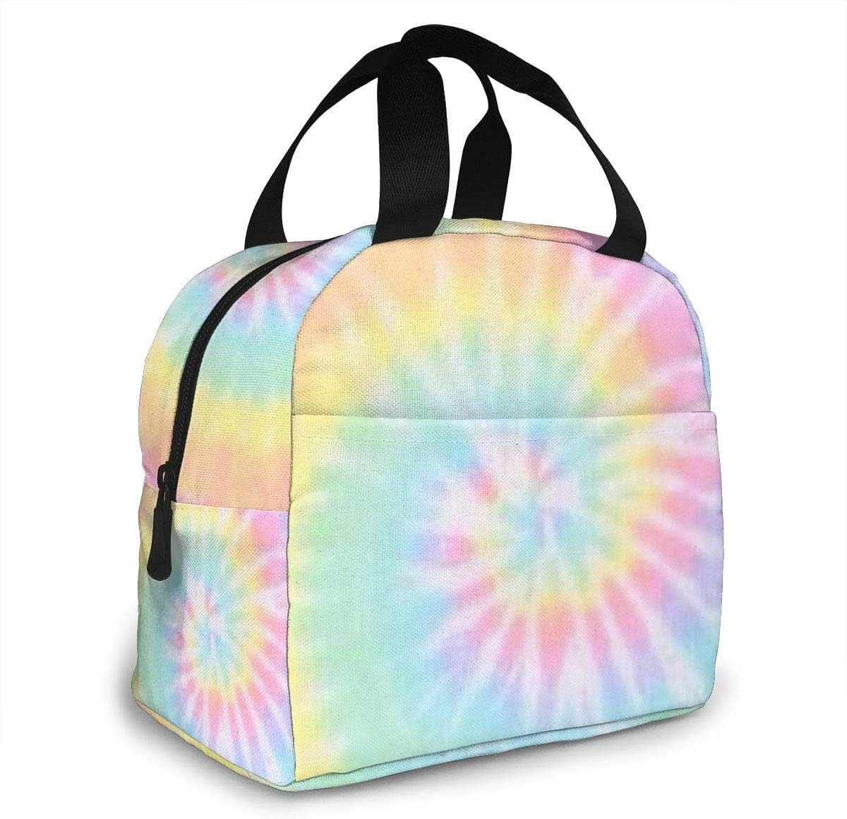 Pastel Tie Dye Portable Insulated Lunch Tote Bag Reusable Lunch Box For Men, Women And Kids