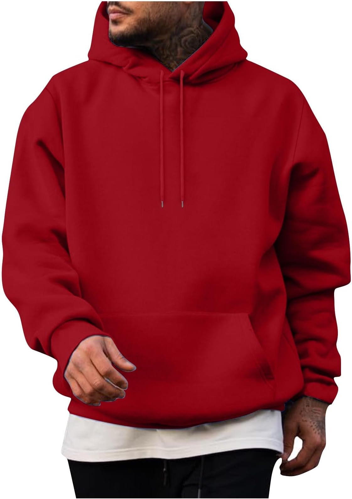 Hoodies For Men UK Oversized Hoodies With Pockets Fleece Work Sweatshirts Warm Long Sleeve Tops Big And Tall Work Gym Golf Sweaters Pullovers Plain Baggy Sweatshirts Fall Winter Clothes Mens Jumpers