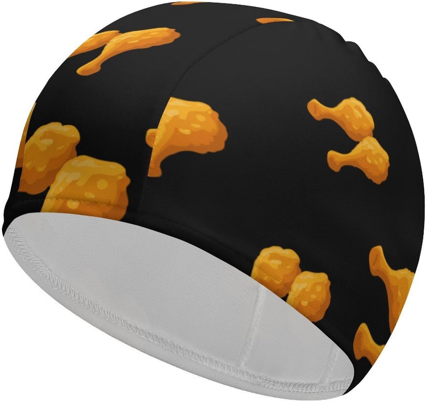 Fried Chicken Legs Womens Swim Cap for Men Adult Swimming Hat Curly Short Medium Long Hair