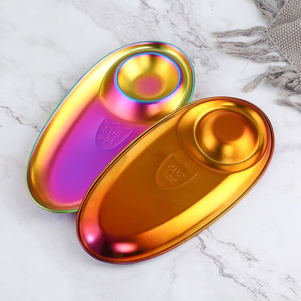 Stainless Steel Plates Outdoor Camping Double Tableware for Hiking Camping Color is Bright Not Easy Fade