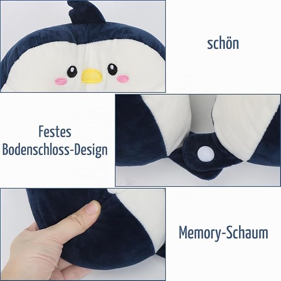 Children's Neck Pillow Travel Pillow Cartoon Penguin Headrest Neck Pillow Travel Adult Animal Travel Pillow Memory Foam Aeroplane Car Sleeping Pillow for Train Office Aeroplane