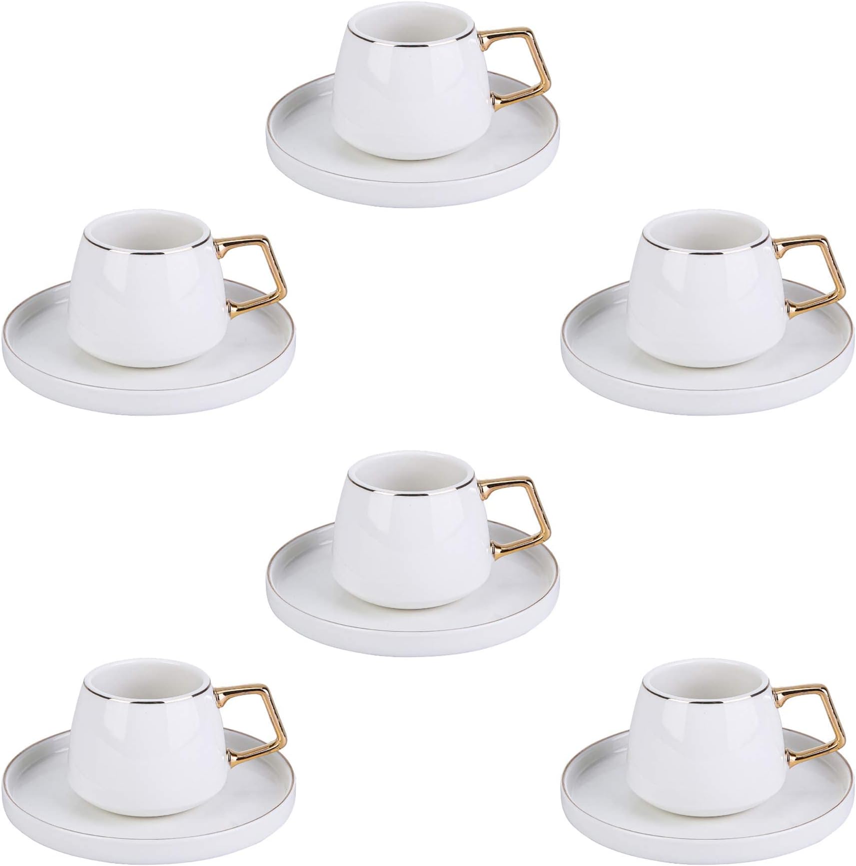 KARACA Saturn Gold 12 Piece Turkish Coffee & Espresso Cups Set for 6 90ml