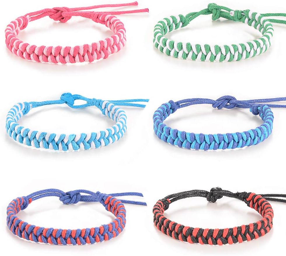 Jeka Waterproof Friendship Anklet Bracelet for Women Girls Handmade Braided Surf Bracelets 6 Pcs Cute Jewelry Set Cuff Wrist Anklets Gift