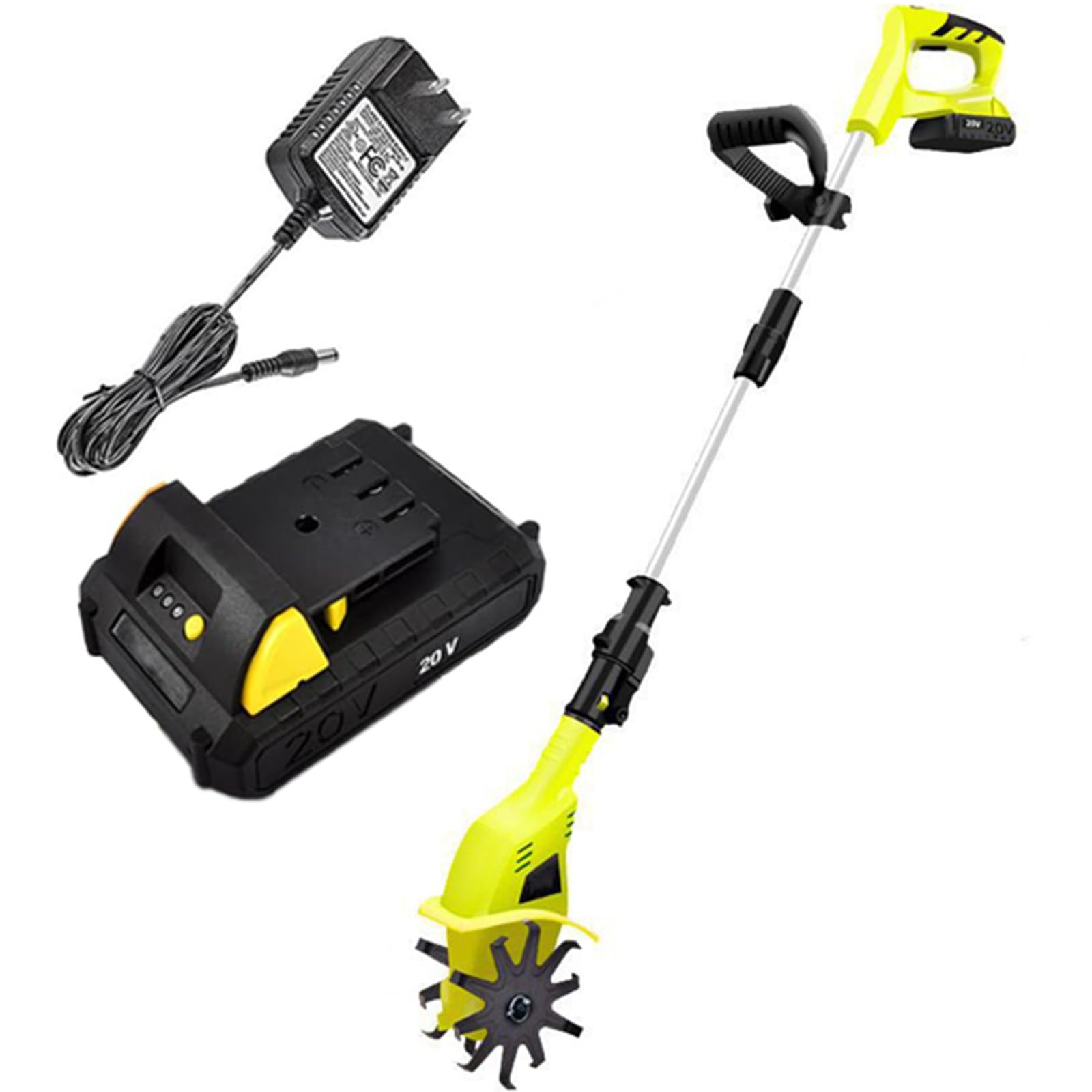 Motocoltivatore Elettrico da Giardino Coltivatore e Motozappa a Batteria per Giardini, Orti, con Batteria Ricaricabile da 12 Ah e Caricabatterie,A