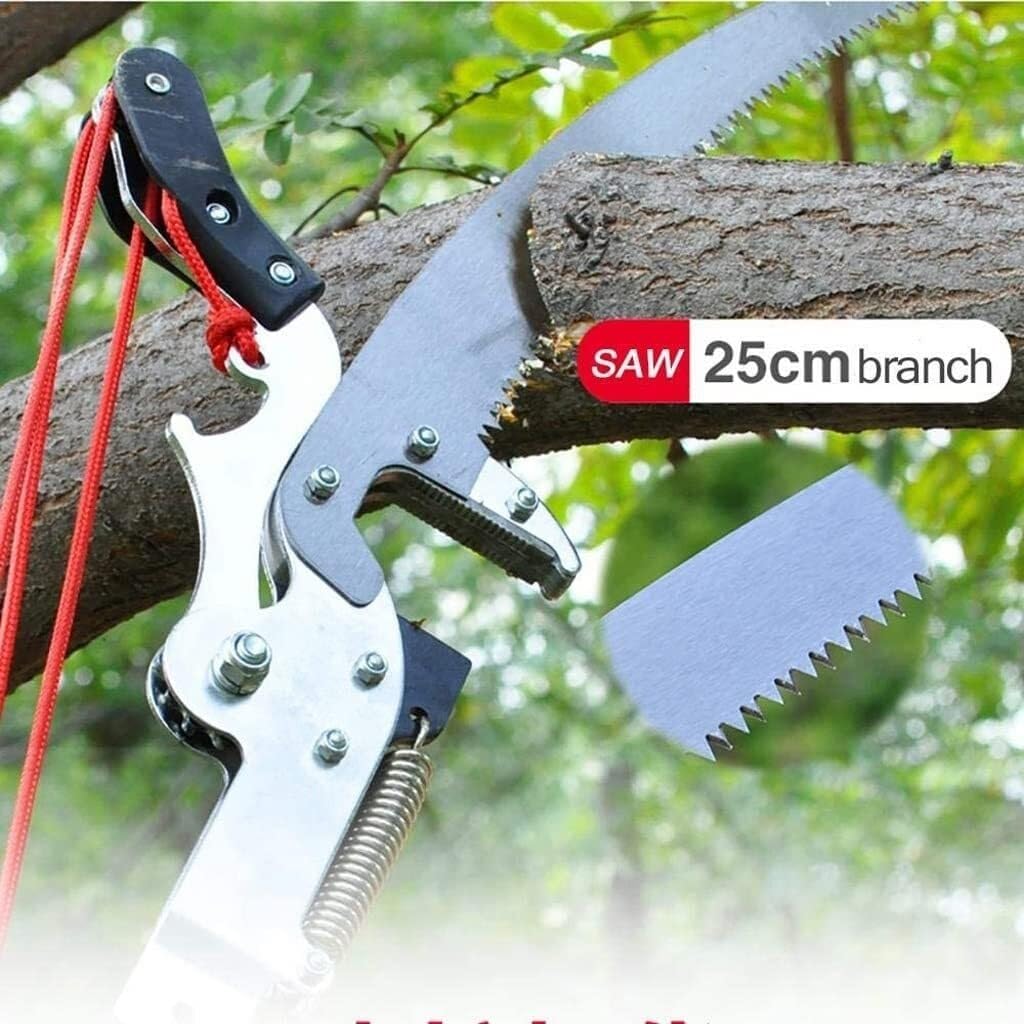 Professional Telescopic Pole Saw 18FT/5.4M, Extendable Tree Pruner with SK5 Blade & Lopper Head for Branch Cutting