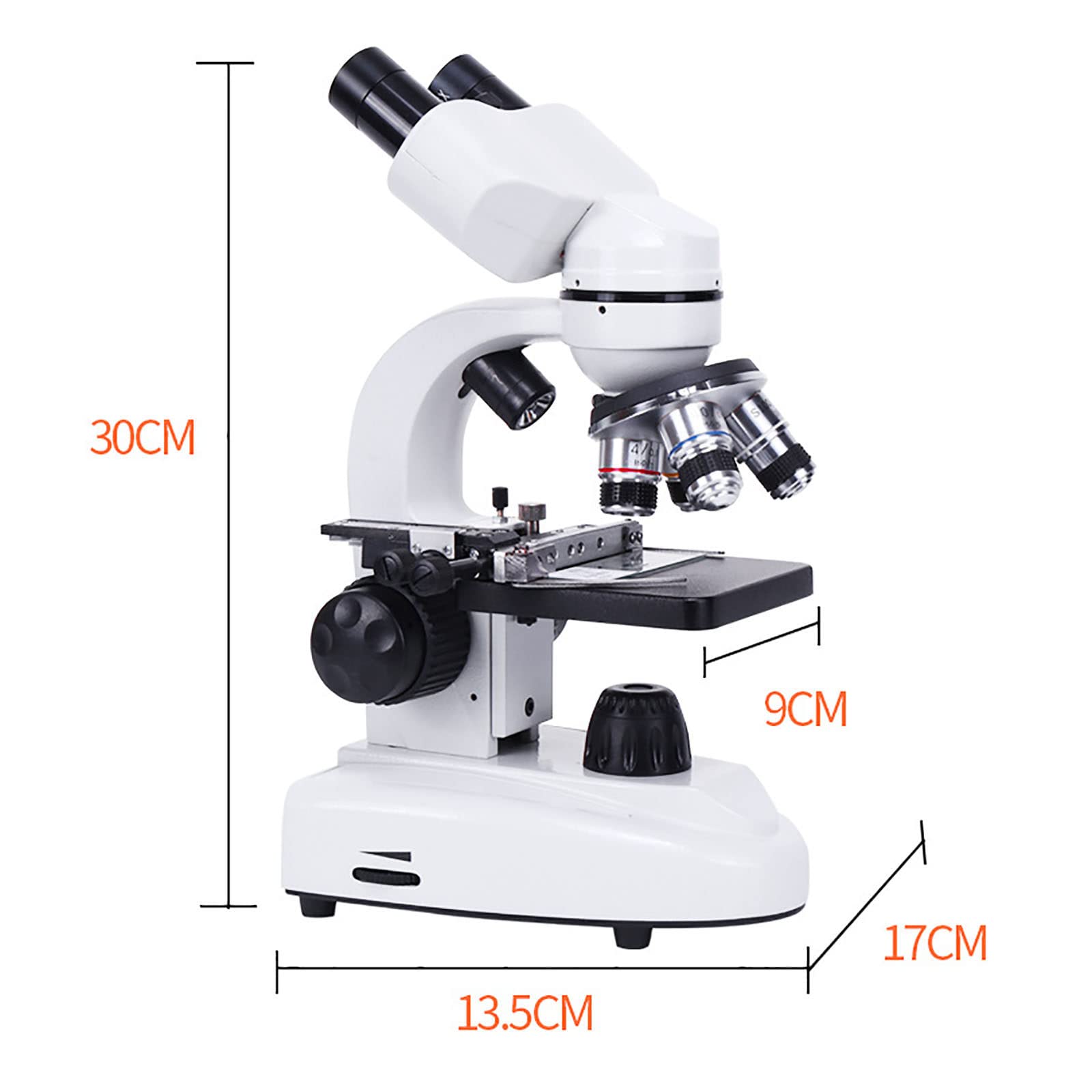 Binocular Electronic Microscopes, 200X-30000X Compound Student Microscope with 4 Objectives (4X, 6X, 10X, 100X) & 2 Eyepieces (50X*2), HD Display, for Elementary, Junior Science Experiments