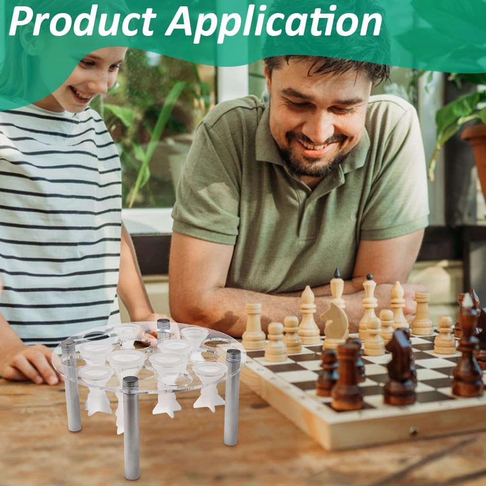 BENECREAT Chess DIY Kit with 1 Round Chess Piece Holder, 1 Chess Board Mold and 16 Silicone Chess Piece Molds for Family Party Board Games and Home Decoration