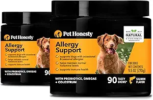 PetHonesty Dog Allergy Relief Immunity Chews  Omega-3 Salmon Fish Oil Supplement, Probiotics for Dogs, Seasonal Allergies, Skin + Coat Health, Intermittent Itchiness (2-Pack)
