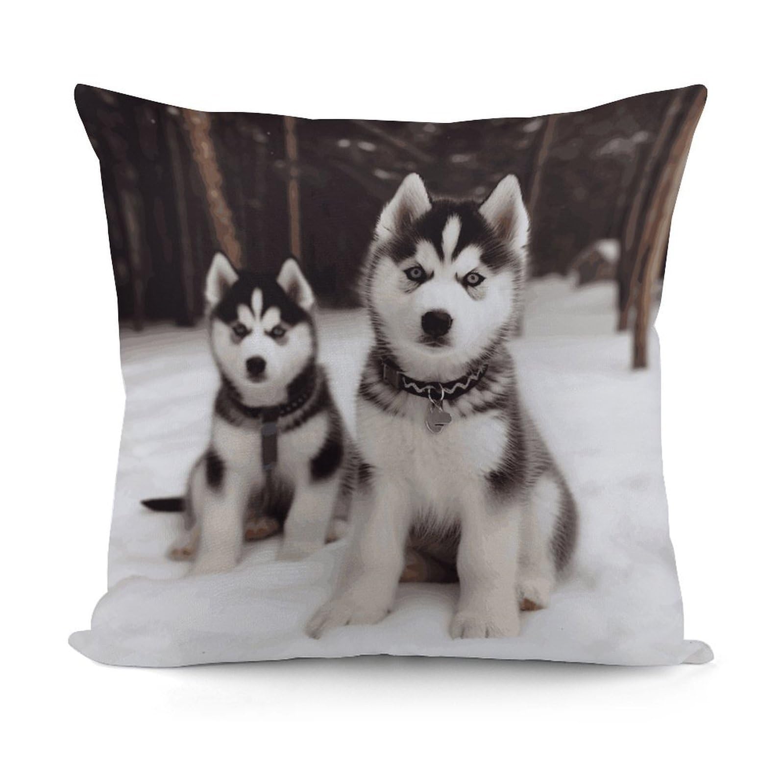 VstaDank Adorable Huskies Throw Pillow Covers 18x18 Inch Soft Couch Home Decor Cushion Cover Comfortable Plush Square Cushion Case Farmhouse Decorative Pillowcase for Living Couch