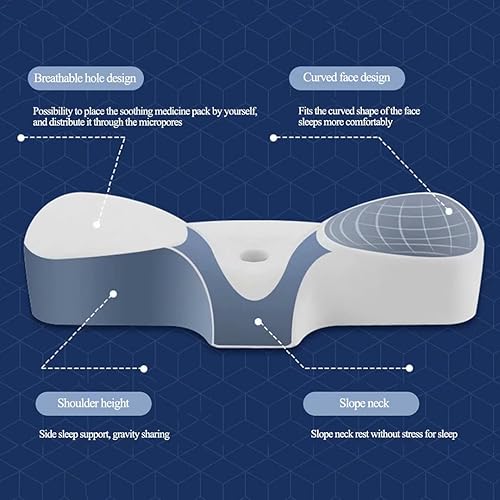Miniatura 4 de Almohada cervical con contorno de almohada, almohada de apoyo cervical para personas que duermen de lado, suavidad cómoda, sin olor, con funda de