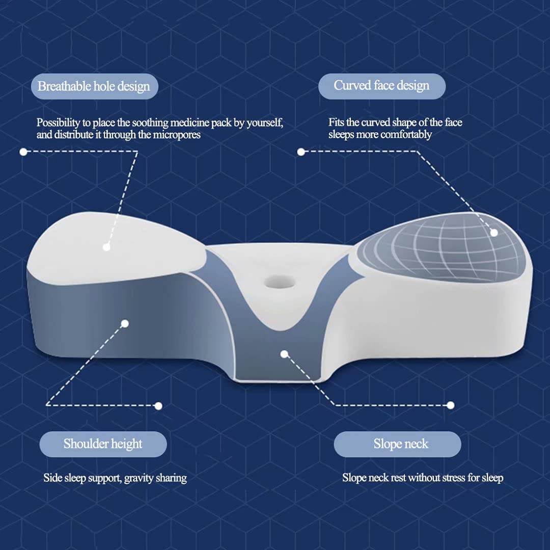 Oreiller Ergonomique Cervical Memoire De Forme Ferme, Oreiller Anti Ronflement Décontracter Les Muscles Anti Acarien pour La Douleur Au Cou Et Aux Epaules Housse Lavable