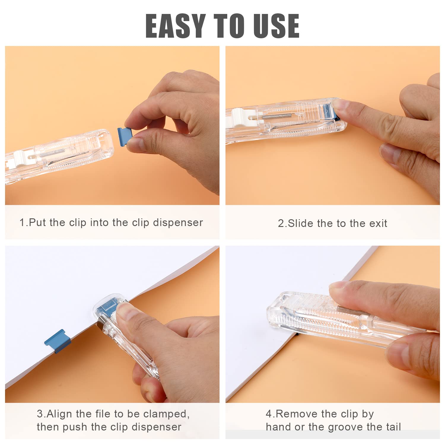 2 Distributori Di Graffette A Spinta MisFun - Con 100 Clip Riutilizzabili, Per Ufficio, Scuola E Casa - Foto 3