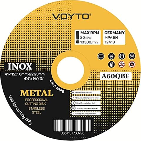 VOYTO Pack of 10 x Ultra thin 115 x 1mm Ultra Thin for Angle Grinder- Stainless steel, 4.5" cuttings slitting discs blades - metal cutting Steel Pipes Steel Cables and Cables, and Non-ferrous Metals Cover