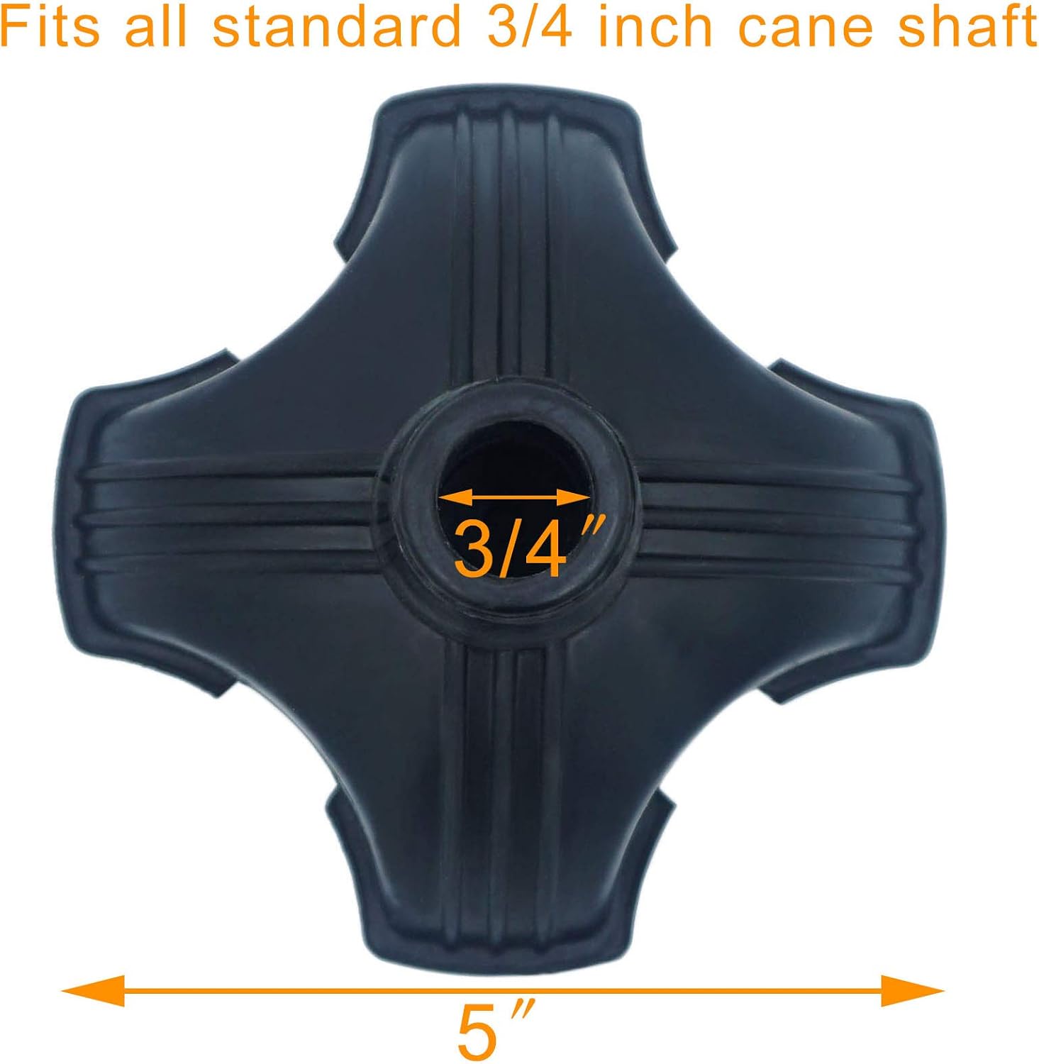 YAMTHR Cane Tip with Quad Support Rubber Foot for Walking Canes 3/4 Inch Shaft, Self-Standing, Anti-Slip Stable Four Point Cane Tip Universal 4 Leg Attachment for Walking Stick - Quad Cane Tip