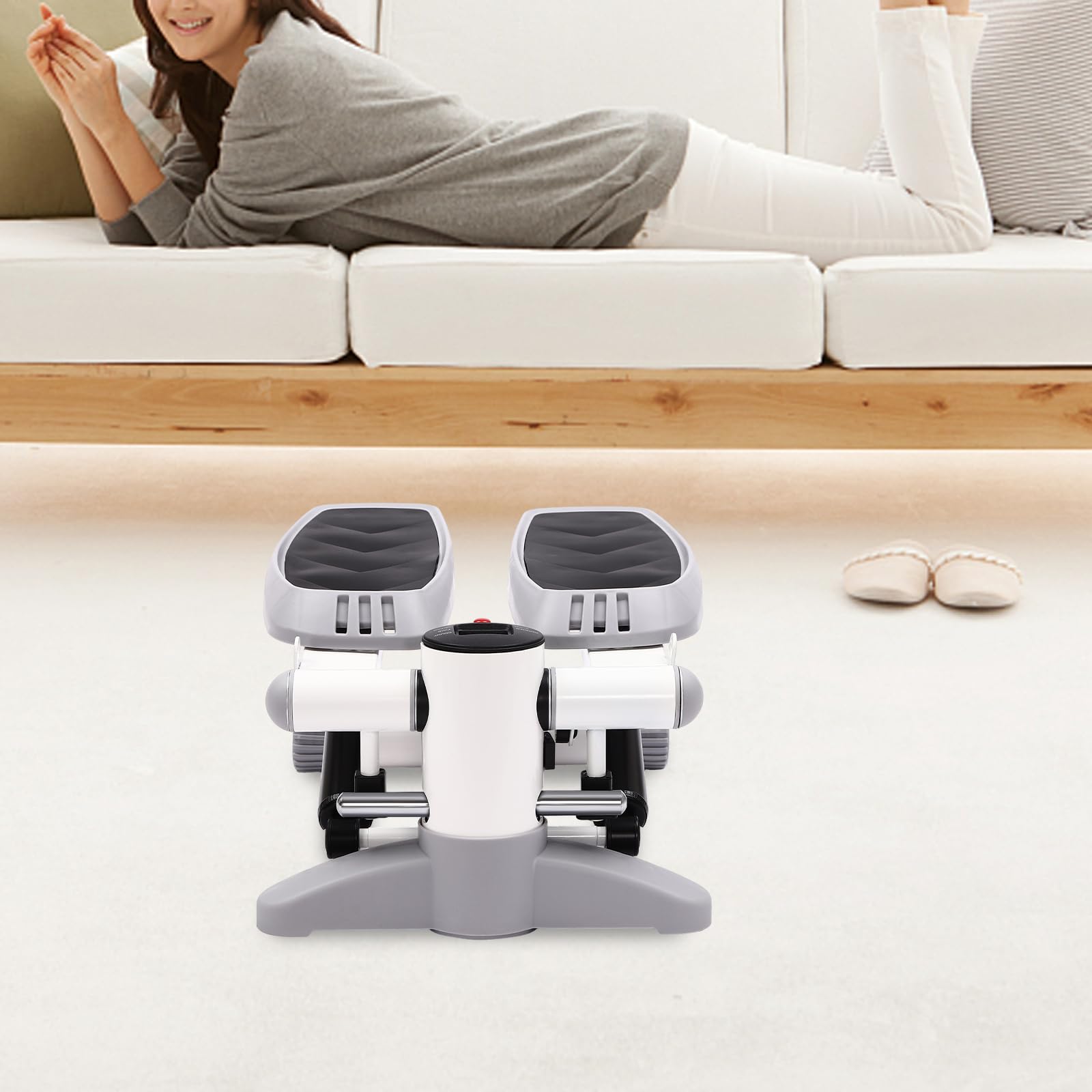 Stepper voor oefeningen, mini-stepper met lcd-monitor, draagbare mini- stepper met weerstandsbanden, aerobic-fitness stepper voor training thuis op kantoor, maximaal draagvermogen 150 kg, grijs Stepper voor oefeningen, mini-stepper met lcd-monitor, draagbare mini- stepper met weerstandsbanden, aerobic-fitness stepper voor training thuis op kantoor, maximaal draagvermogen 150 kg, grijs