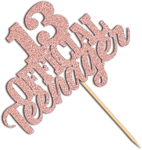 Miniatura 10 de Decoración oficial para tartas de 13 años para adolescentes, con purpurina para cumpleaños de 13 años, suministros para fiesta de cumpleaños de 13