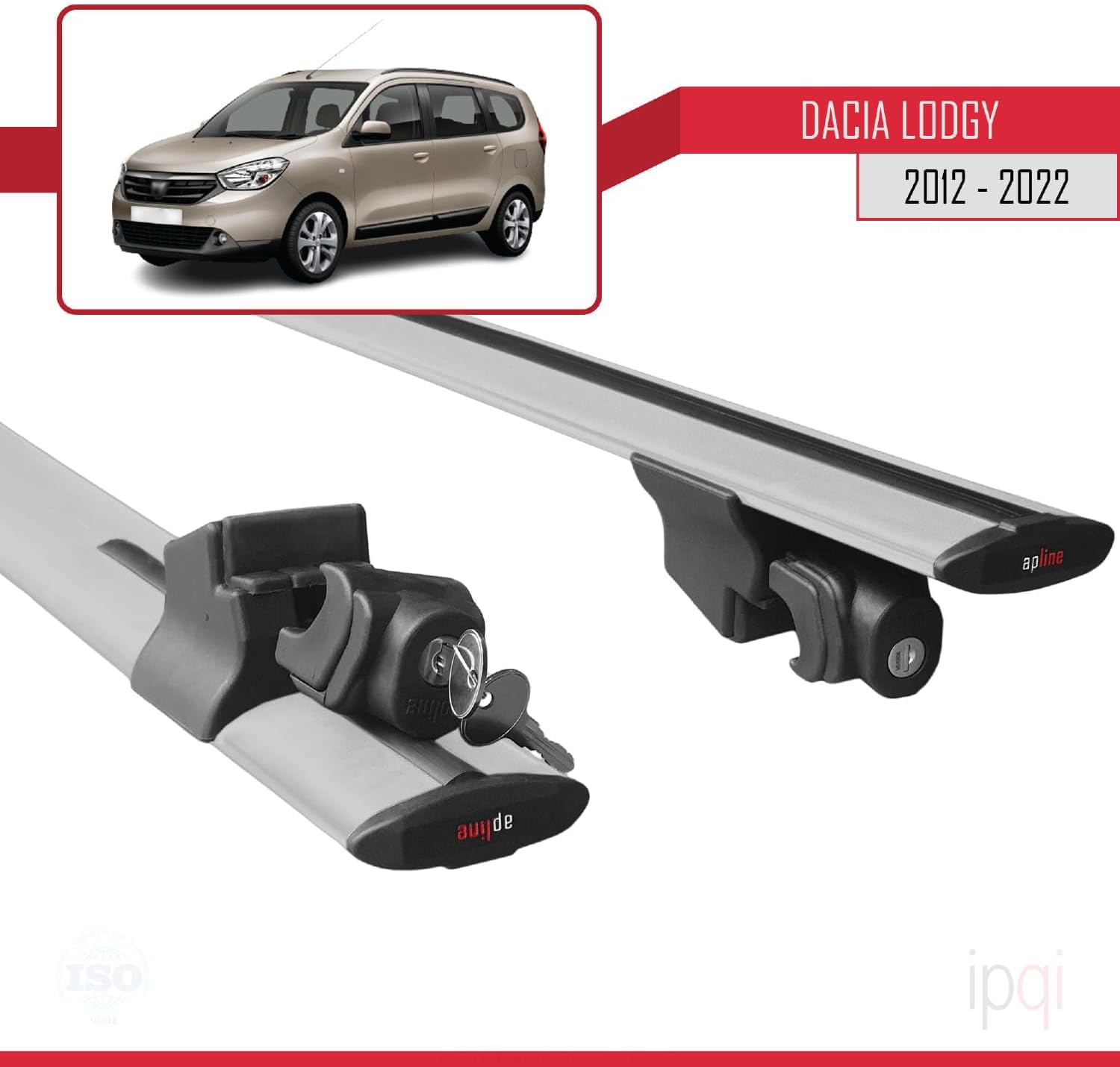 RE&AR Tuning For Dacia Lodgy 5D 2012-2021 Roof Racks Cross Bar Car Top Luggage Carrier Rails with keys locks Alu Grey