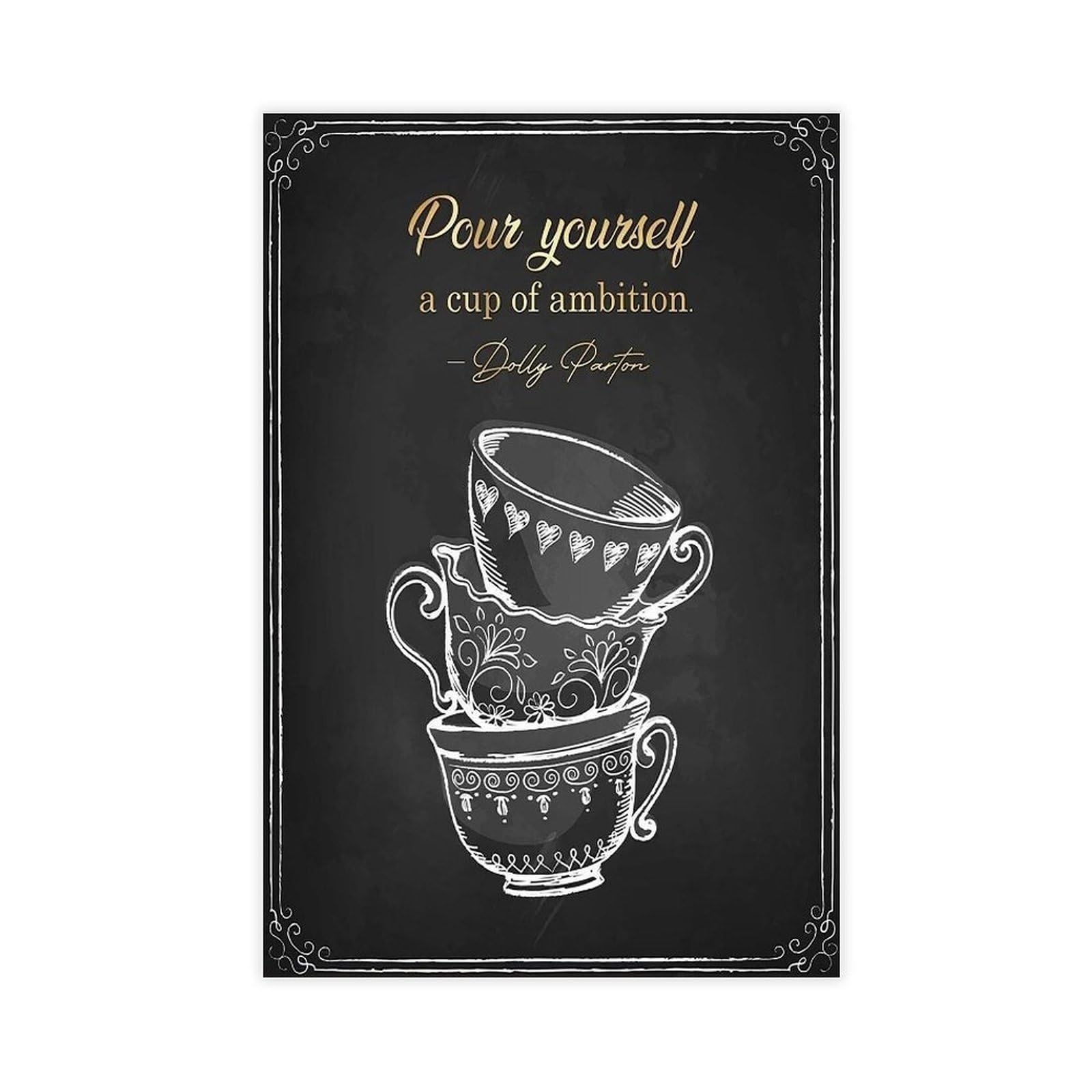 Mnyuein Pour Yourself A Cup of Ambition Poster Quotes Canvas Poster Bedroom Decor Sports Landscape Office Room Decor Gift Unframed Print 12" L X 18" W