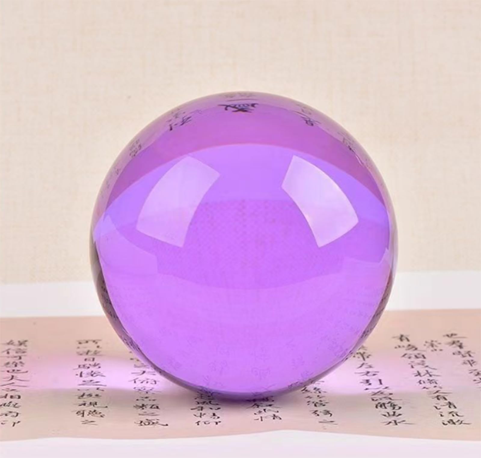 Bola de Cristal de meditación con Soporte, Bolas Decorativas de Cristal Morado para fotografía, Bola de Lente, Feng Shui, Bola de adivinación y adivinación,10cm/3.9in