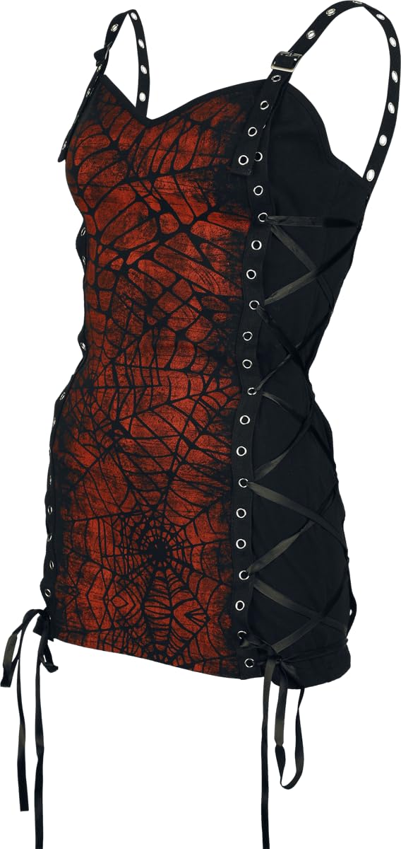 Gothicana by EMP Donna Top Nero con Rivetti Traforati e Allacciatura