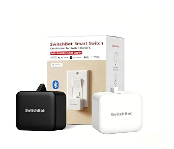 Switchbot Smart Switch Button Pusher Bluetooth Fingerbot لمفتاح الروك/أزرار أحادية الاتجاه مع روبوت أسود، التحكم في مؤقت التطبيق، بدون أسلاك، محور اختياري مطلوب للصوت/جهاز التحكم عن بعد، أبيض