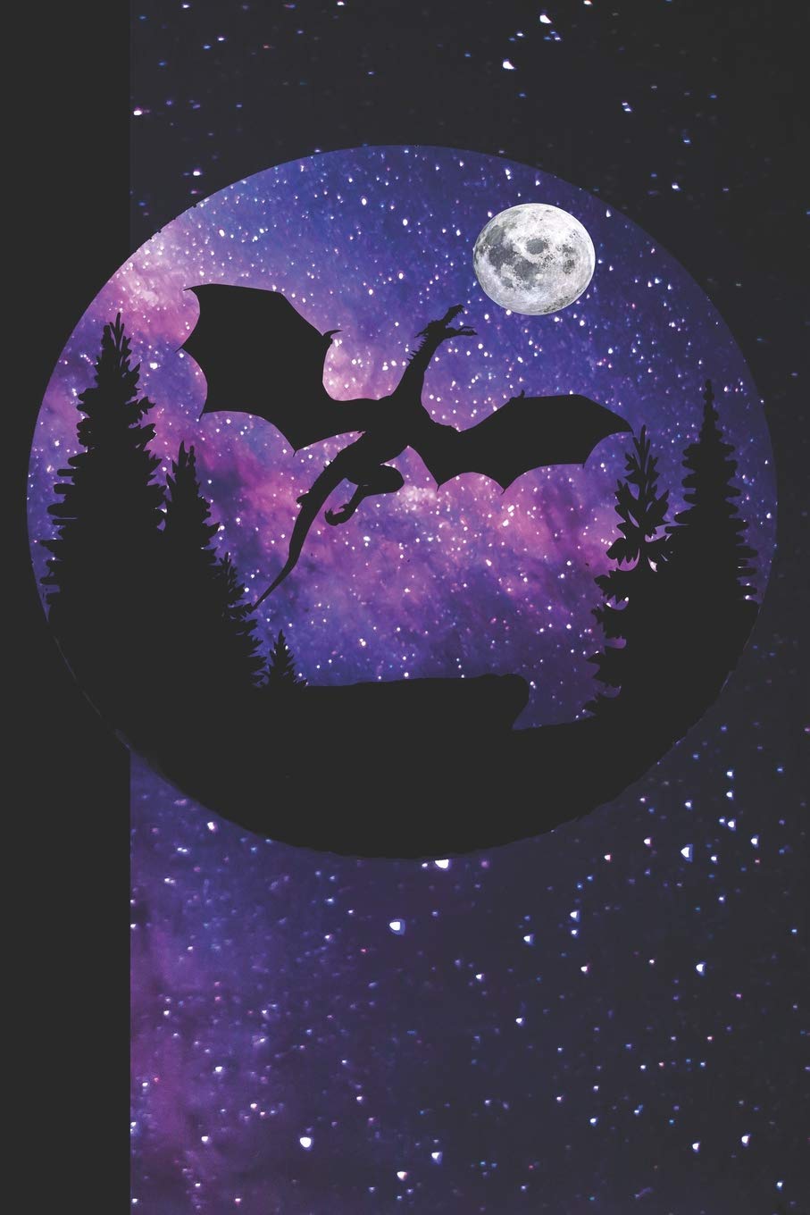 Flying Dragon Journal; Notebook, diary, blank composition book in purple, black, fuchsia and pinks.: Fantasy notebook for journaling, song writing, ... writing. (Purple Galaxy with Full Moon)