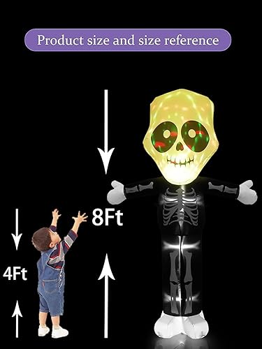 Miniatura 3 de TOROKOM Decoración inflable de Halloween de 8 pies con luz LED integrada para decoración de patio con luz LED integrada para el hogar, fiesta,