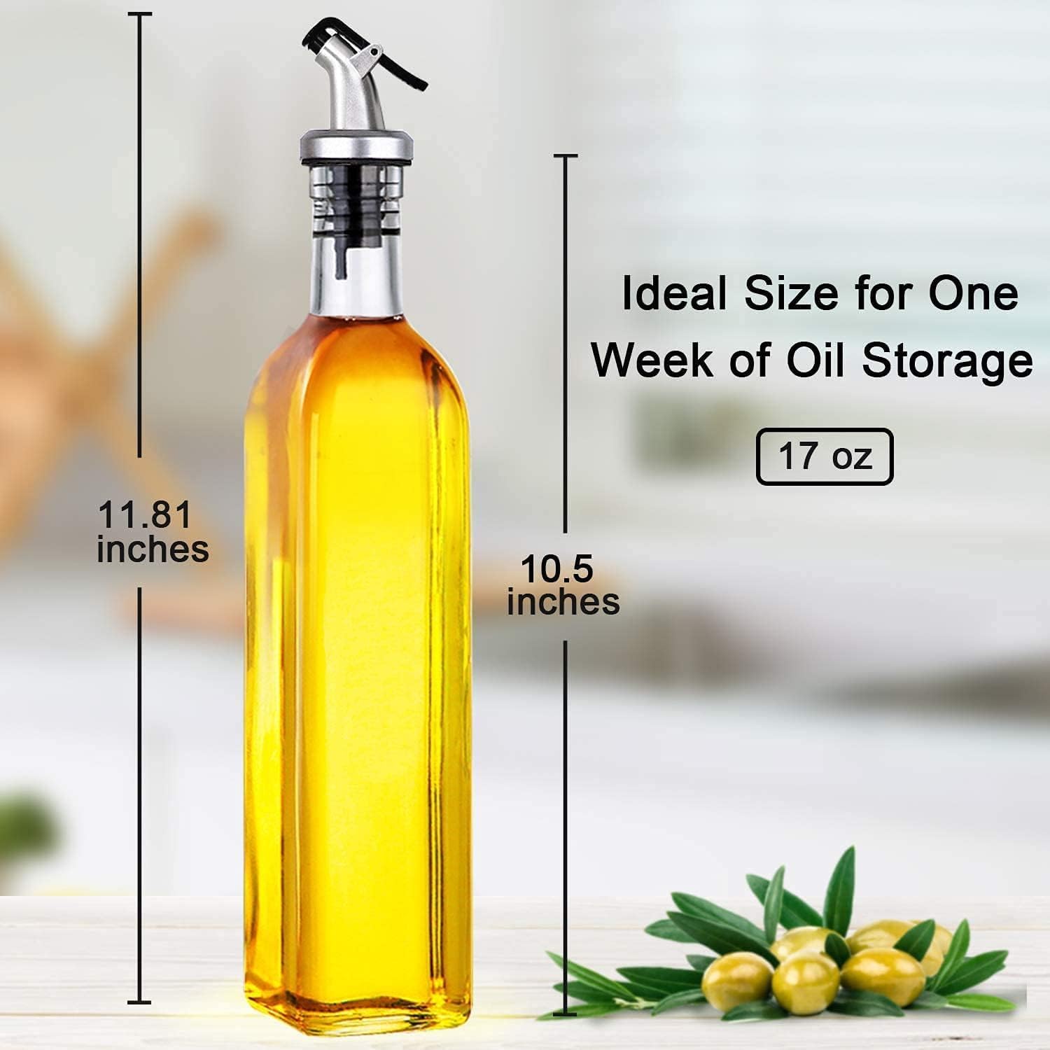WERTIOO 4 Pack Olive Oil Dispenser Bottle for Kitchen 500 ml Clear Glass Oil Olive Bottle - Image 2